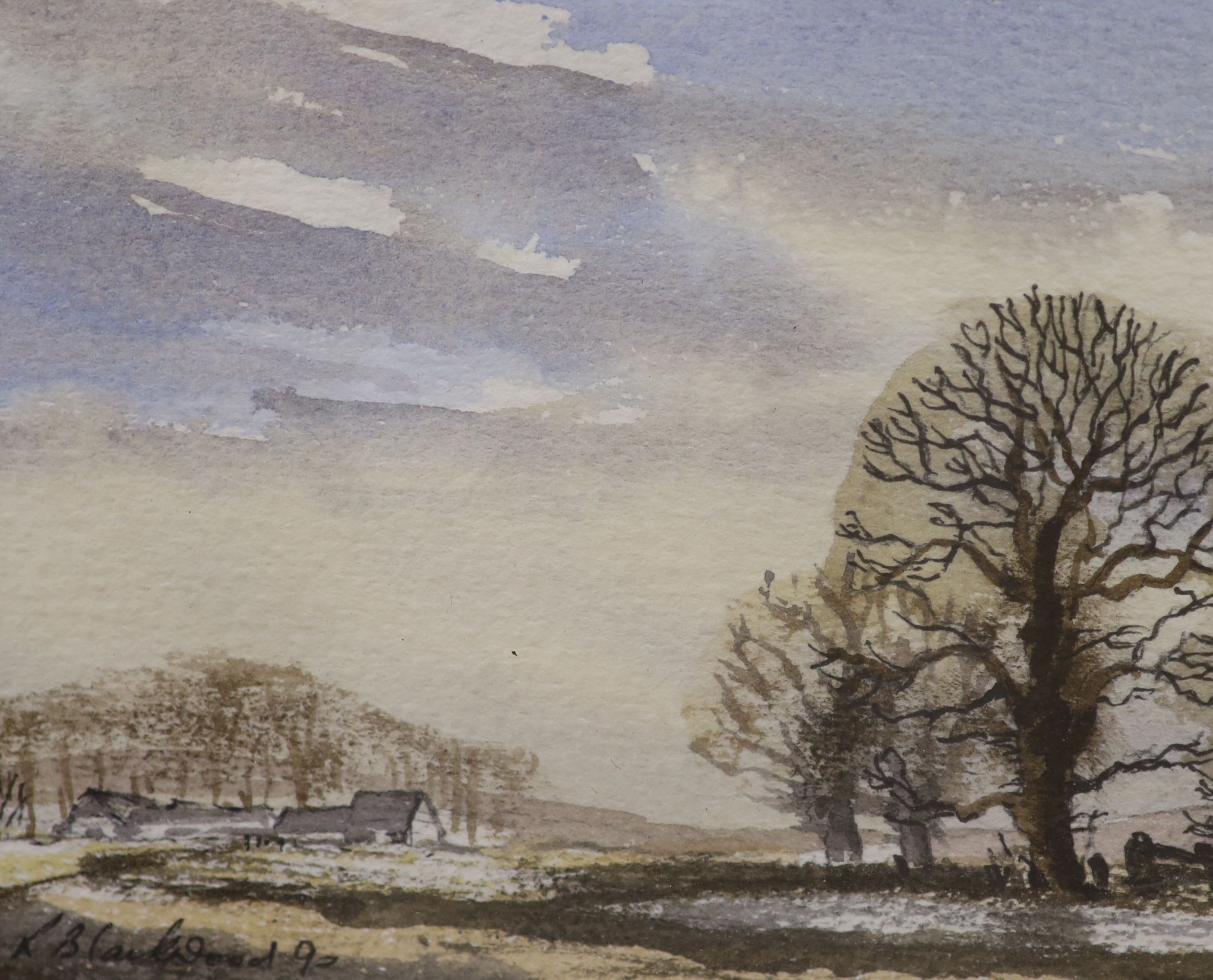 Stephen Gayford (1954-), watercolour, 'Comma' butterfly, signed, 21 x 13cm and a small watercolour landscape by K. Blackwood